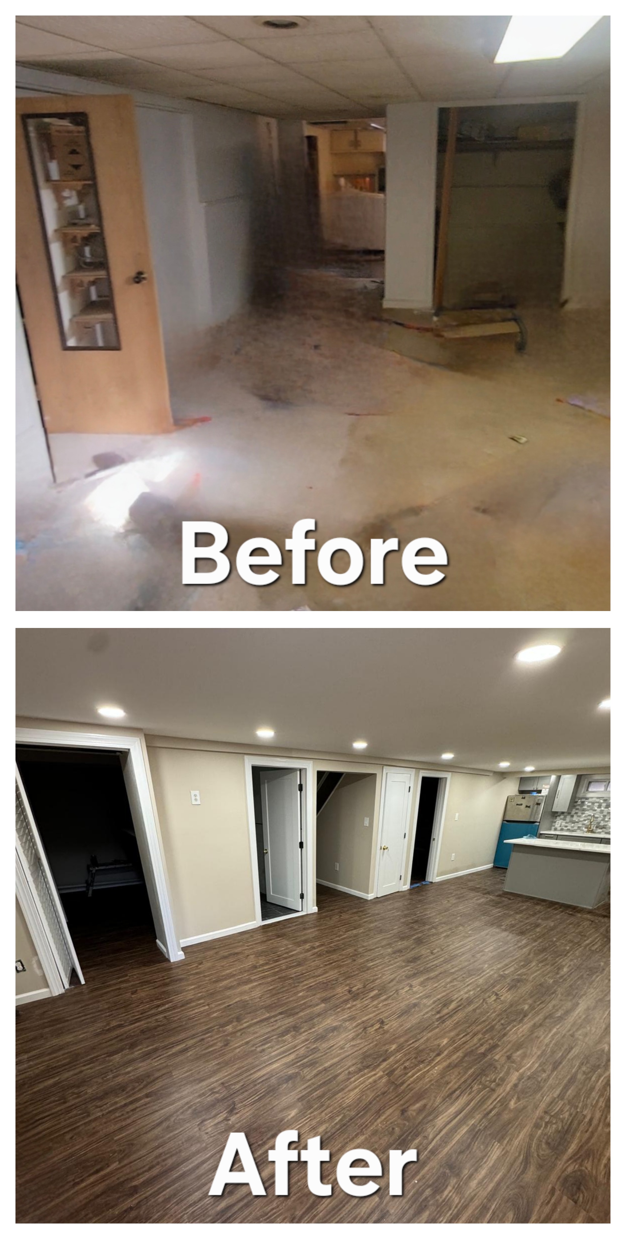 Basement with Dark Walnut Flooring